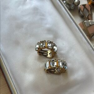 Elegant Gold and Silver Crystal Clip-On Earrings